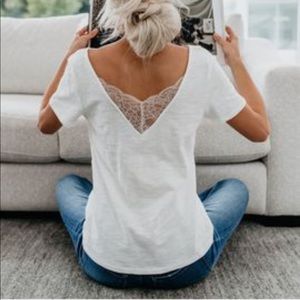 Cotton and Lace White T-shirt